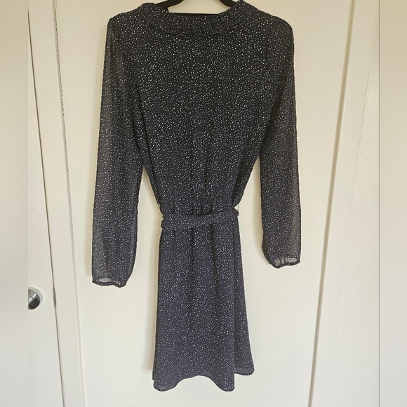 Loft Navy and White Speckled Cinch Waist Dress - Picture 8 of 12